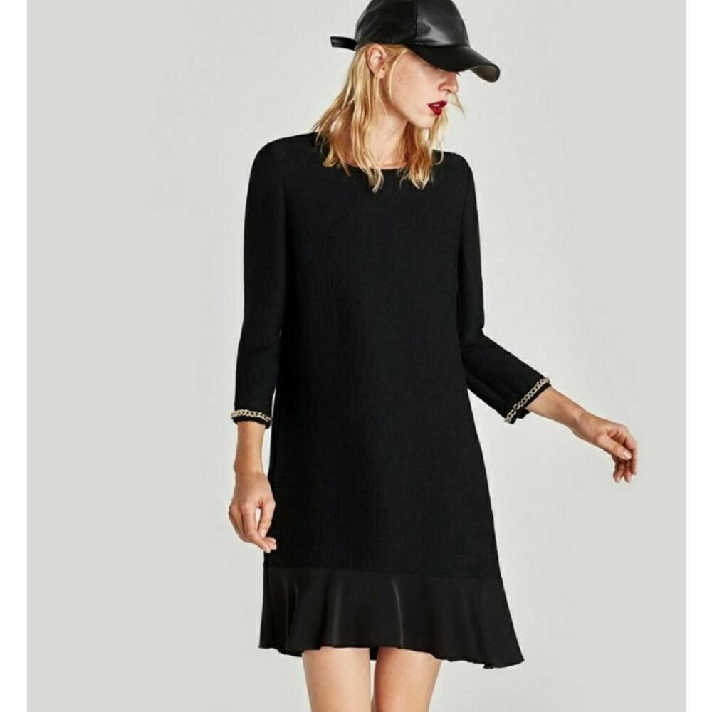 Zara Basic Collection Ruffled Hem Chain Cuff Ribb… - image 2